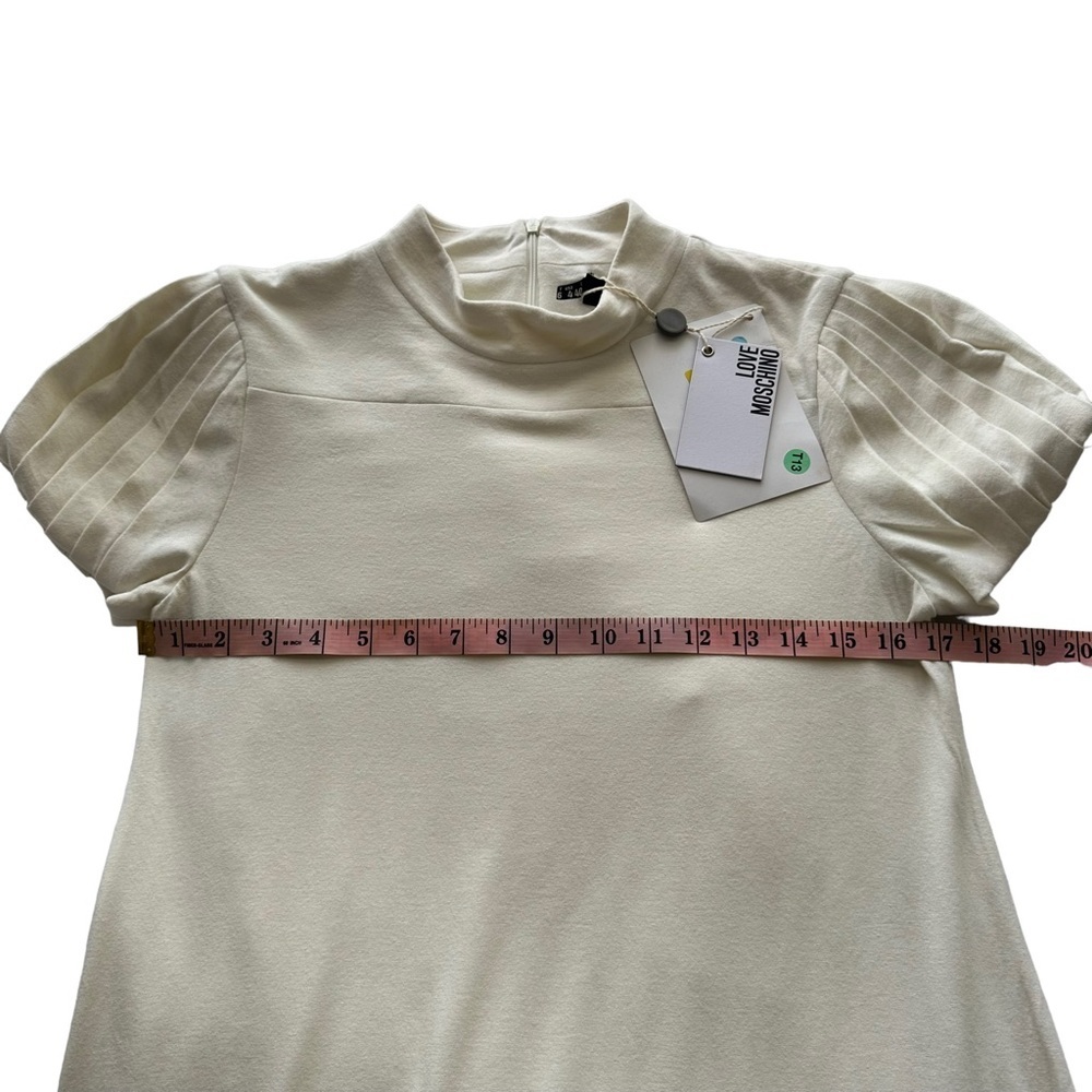 NWT Love Moschino Sz 4 Women's White Puff Short Sleeve Knit Tshirt‎ Dress - Picture 14 of 15